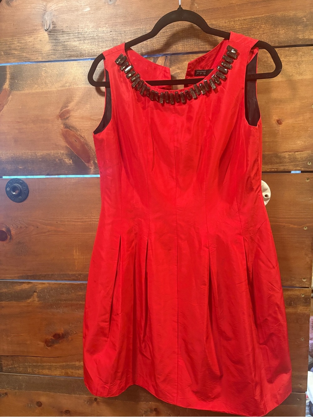 Zara Red Sleeveless Dress with Smoky Jewel Neckline